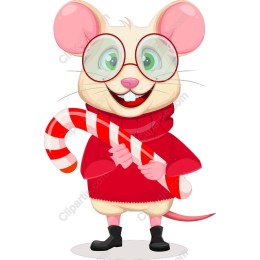 Adorable Mouse with Candy Cane