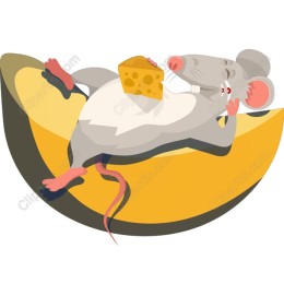 Charming Mouse Relaxing on Cheese