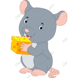 Charming Cartoon Mouse with Cheese