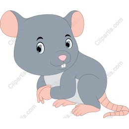 Cheerful Cartoon Gray Mouse