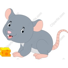 Cheerful Cartoon Mouse with Cheese