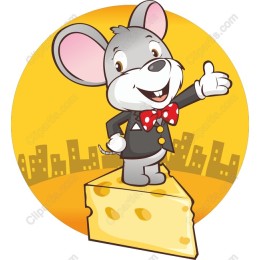 Cheerful Cartoon Mouse on Cheese