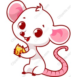 Adorable Cartoon Mouse with Cheese