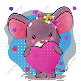 Cute Mouse Holding Heart