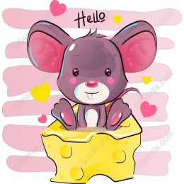 Cheerful Mouse on Cheese