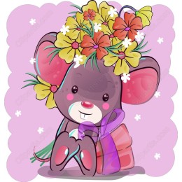 Joyful Mouse with Flowers