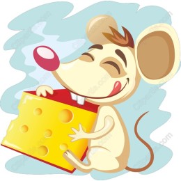 Cheerful Cartoon Mouse with Cheese