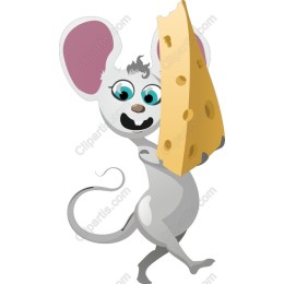 Cheerful Cartoon Mouse with Cheese