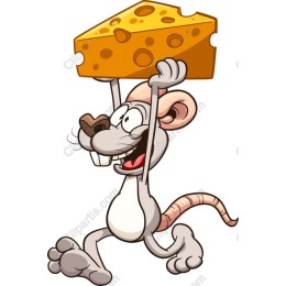 Cheerful Cartoon Mouse with Cheese