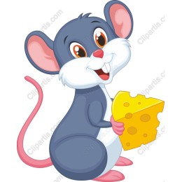 Cheerful Cartoon Mouse with Cheese