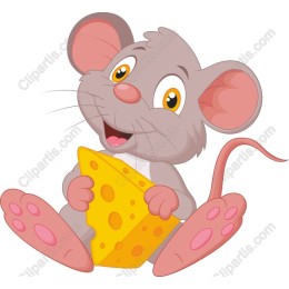 Cheerful Cartoon Mouse with Cheese