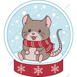 Cheerful Mouse in Snow Globe