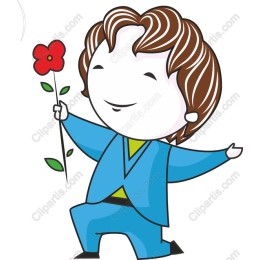 Cheerful Character with Flower