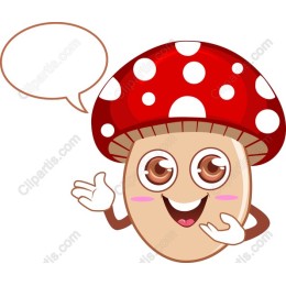 Playful Cartoon Mushroom with Speech Bubble