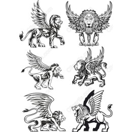 Lion Cliparts Bundle - Majestic Winged