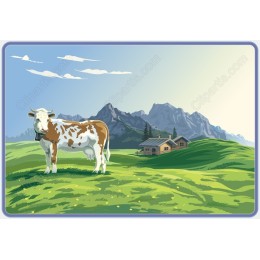 Pastoral Cow in Scenic Landscape