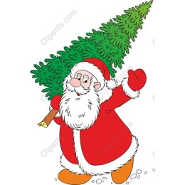 Cheerful Santa Claus with Christmas Tree