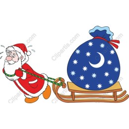 Cheerful Santa Claus with Sleigh
