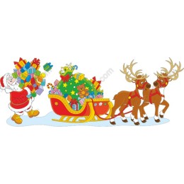 Christmas: Santa with Gifts and Reindeer