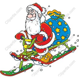 Whimsical Santa Skiing