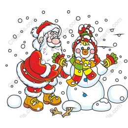Joyful Santa and Snowman