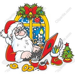 Santa Claus Working on Christmas Projects