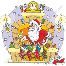 Cheerful Santa Claus Fireplace