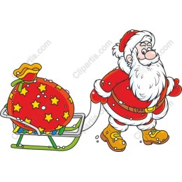Cheerful Santa Claus with Sleigh