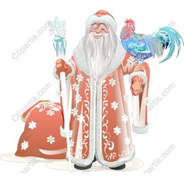 Whimsical Santa Claus with Rooster