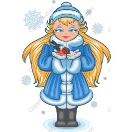 Charming Winter Girl with Bird