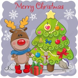 Merry Christmas Reindeer and Tree