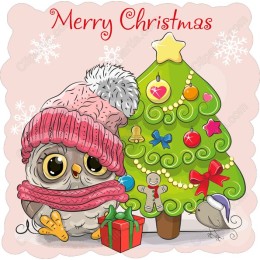 Merry Christmas Owl and Tree