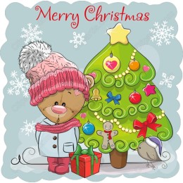 Merry Christmas Bear and Tree
