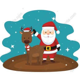 Cheerful Santa Claus with Reindeer