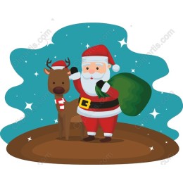 Cheerful Santa and Reindeer Holiday
