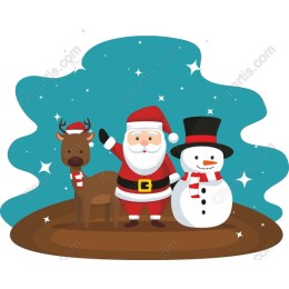 Festive Christmas Trio: Santa, Reindeer & Snowman