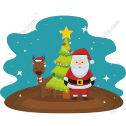 Charming Santa Claus and Reindeer Christmas