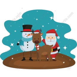 Festive Christmas Trio - Santa, Snowman, and Reindeer