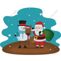 Festive Santa, Snowman, and Reindeer
