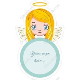 Angel Girl with Halo and Customizable Text Area