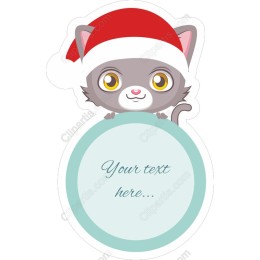 Festive Kitten with Santa Hat