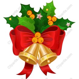 Festive Christmas Bells with Holly and Bow