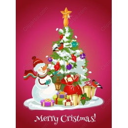 Merry Christmas Snowman and Tree