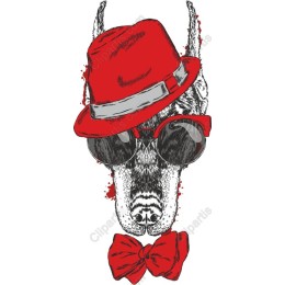 Dapper Dog with Red Hat and Sunglasses