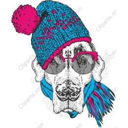 Trendy Dog in Knitted Hat Clipart