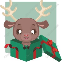 Playful Reindeer in Gift Box