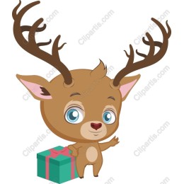 Charming Cartoon Deer with Gift