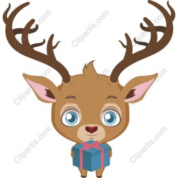 Festive Cartoon Reindeer with Gift
