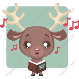 Cheerful Reindeer Singing Carols