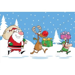 Cheerful Santa and Reindeer Holiday